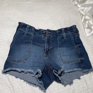 Kendall and Kylie Blue Frayed Jean Shorts